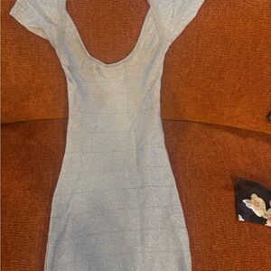 Source Unknown Shimmering Silver Backless Dress